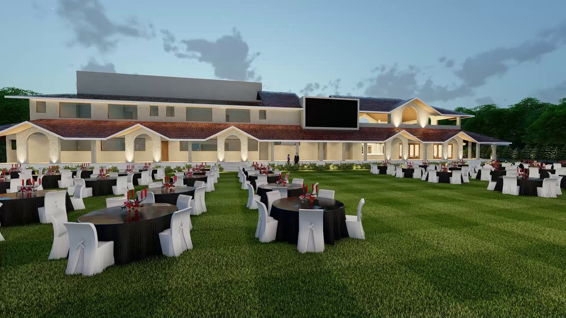 Garden lawn side view